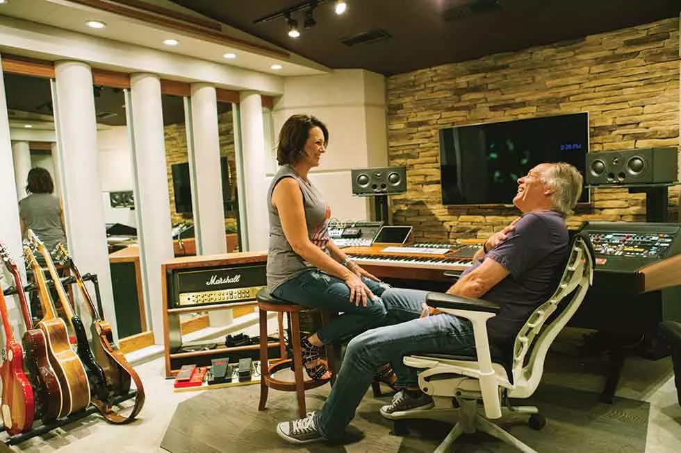 Photo of Rhonda and Wayne Nelson in the recording studio