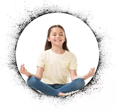 Young girl sitting in lotus position meditating