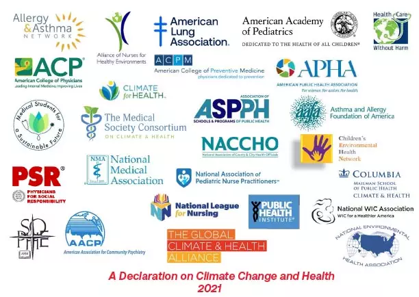 Logos from all of the sponsors of the 2021 declaration on Climate hange