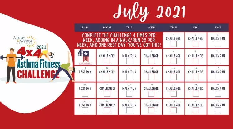 July 4x4 Fitness Challenge 2021 Calendar