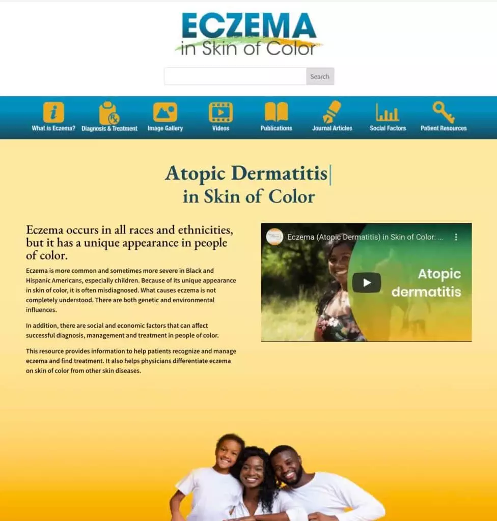 Photo of the Eczema In Skin Of Color website