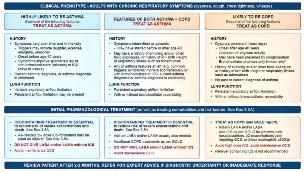 Slide chart of patients with features of asthma and COPD