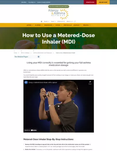 Thumbnail of how to use an MDI inhaler web page