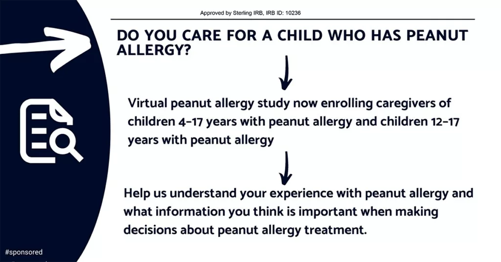 Peanut allergy study for children 4-17