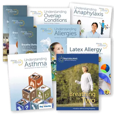 Collage of thumbnails of Publications available from Allergy Asthma Network