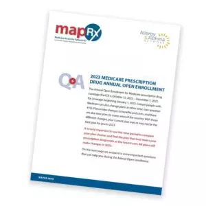 mapRX brochure cover in red and blus