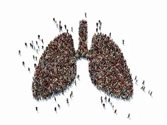 Photo of Human crowd forming a big lung symbol