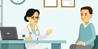 Illustratin of doctor talking to patient