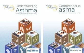 Photo of Understanding Asthma publication in English and next to it the Spanish version