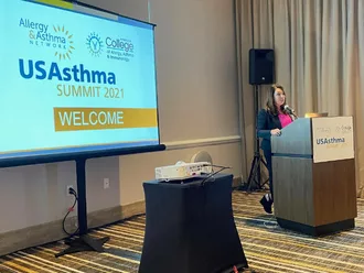 Photo of Tonya Winders speaking at the 2021 USA Asthma Summit in New Orleans