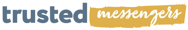 Image of trusted messengers logo in blue and yellow