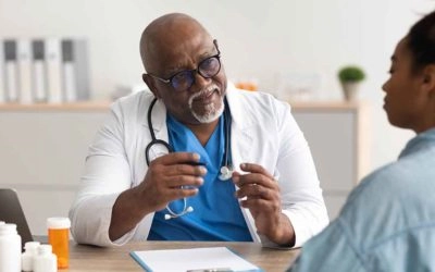 Asthma & Allergy Network Black doctor consultation with patient Shared Decision-Making for Atopic Dermatitis & Your Healthcare Team