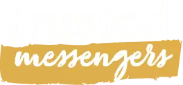 Image of trusted messengers logo in white